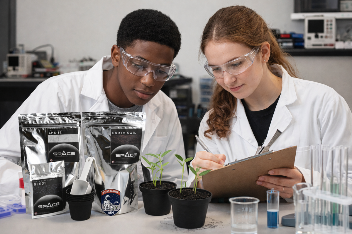 students working on lunar regolith