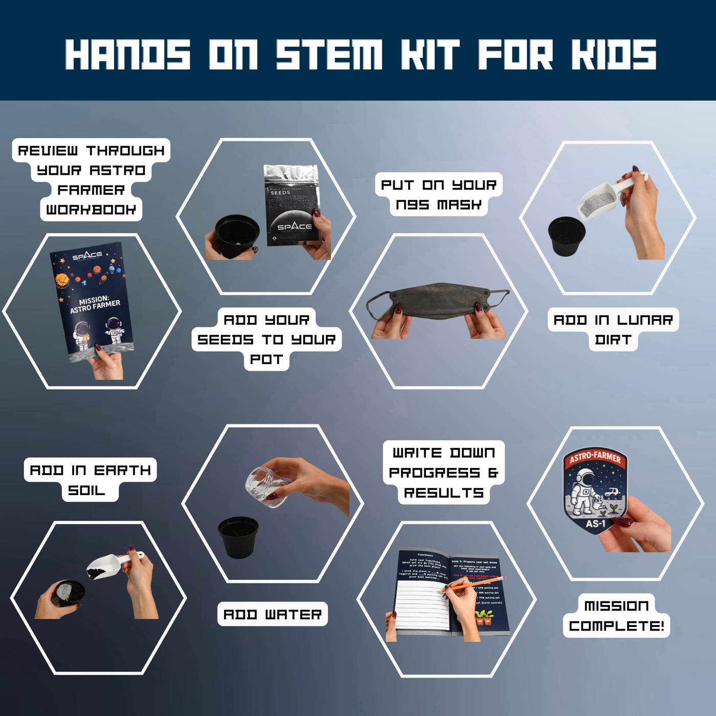 Hands-on STEM lunar
 plant kit for kids with step-by-step instructions Plant the Moon Challenge, Science Fair Activity