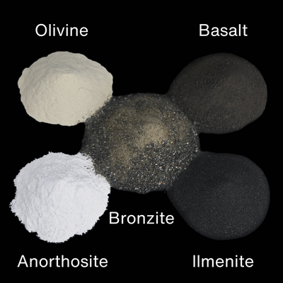 Lunar Minerals (Olivine, Basalt, Anorthosite, Bronzite, and Ilmenite) - Used to create Lunar Regolith Simulants