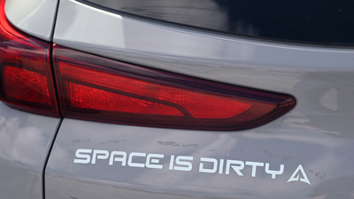 SRT Logo and "Space is Dirty" White Stick-on Car Bumper Sticker